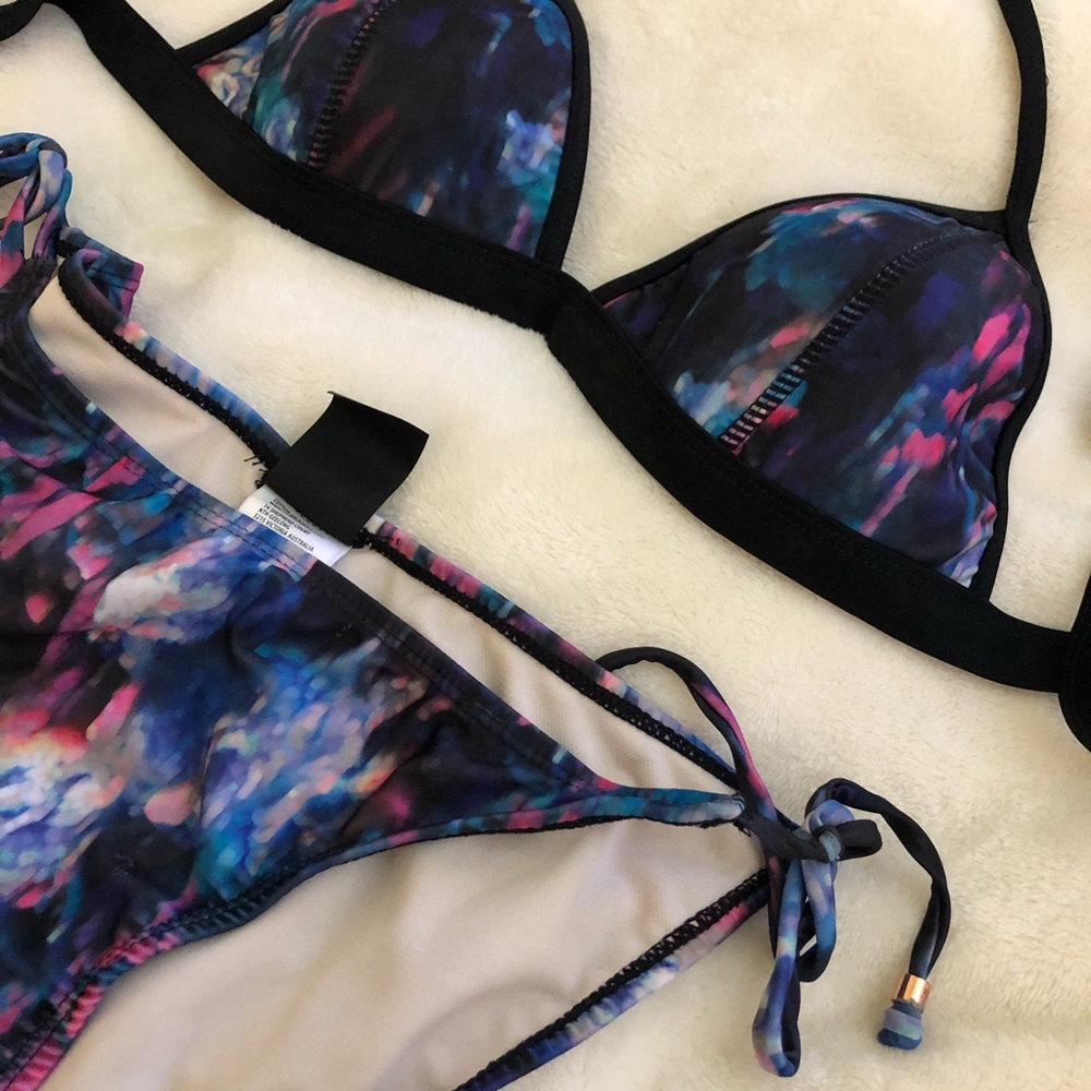 Watercolor Tie Die Print Bikini Sz M